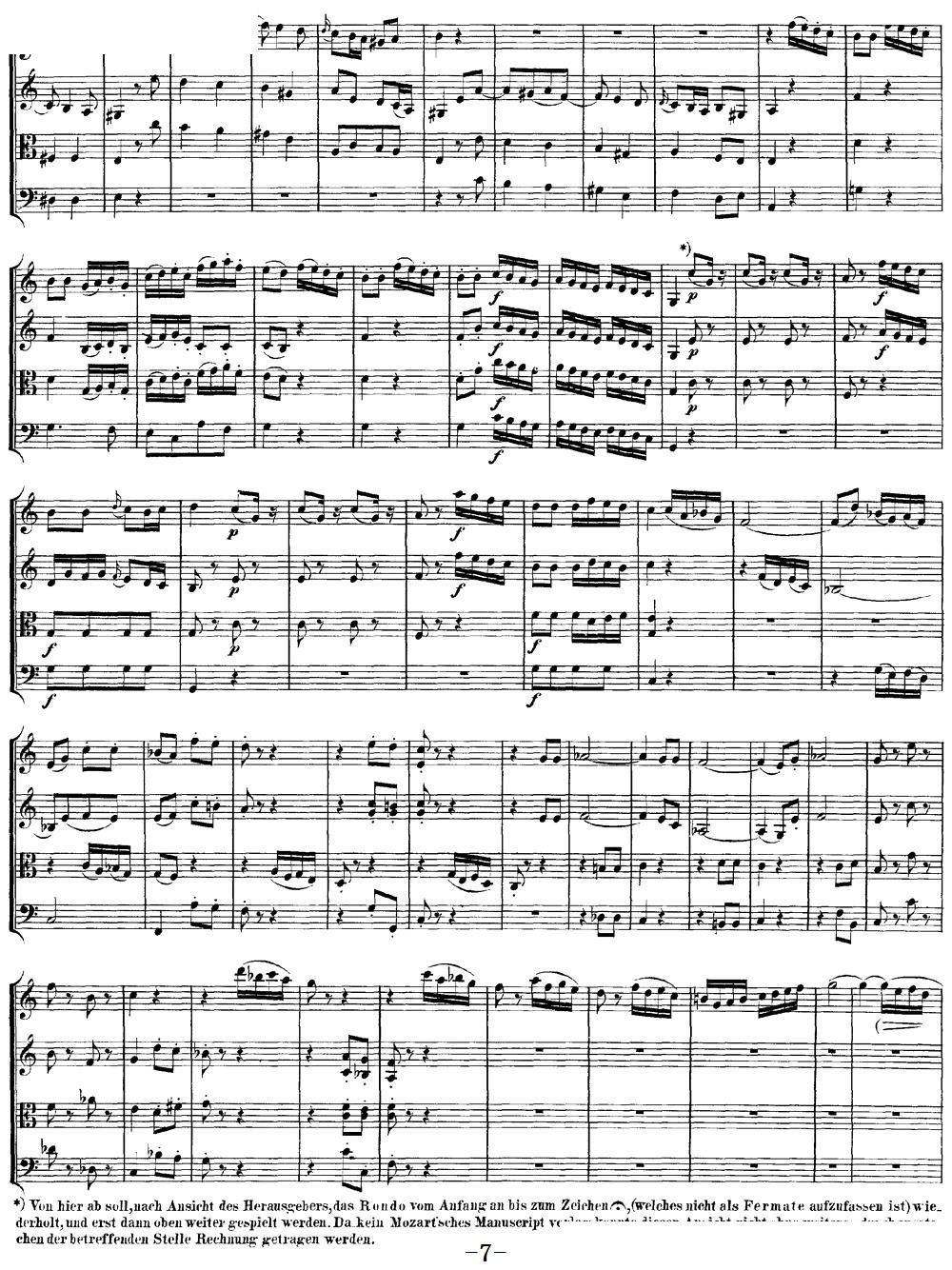 Mozart Quartet No 10 in C Major K 170(V)7