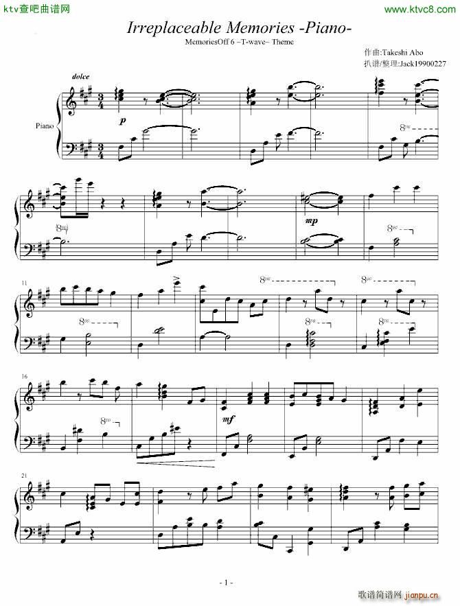֮ؑ Theme Irreplaceable Memories Piano(V)1