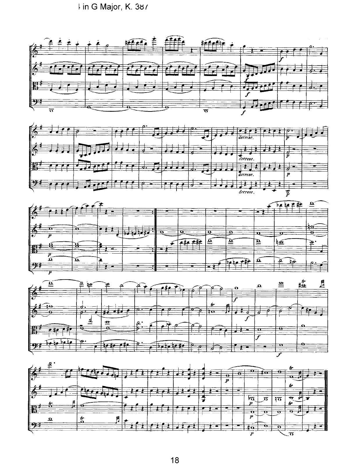 Mozart Quartet No 14 in G Major K 387(V)18