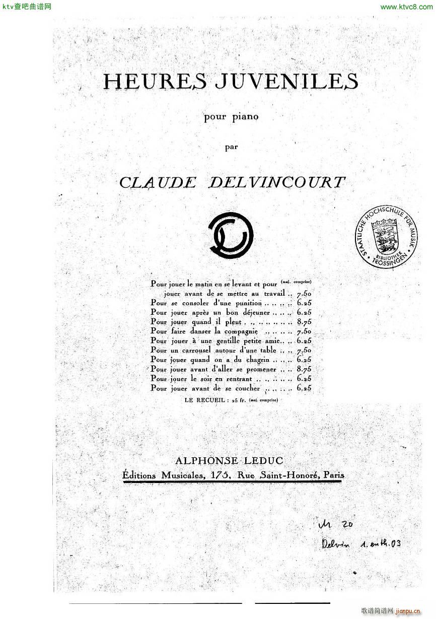 Delvincourt Heures juveniles No5 missing(V)1