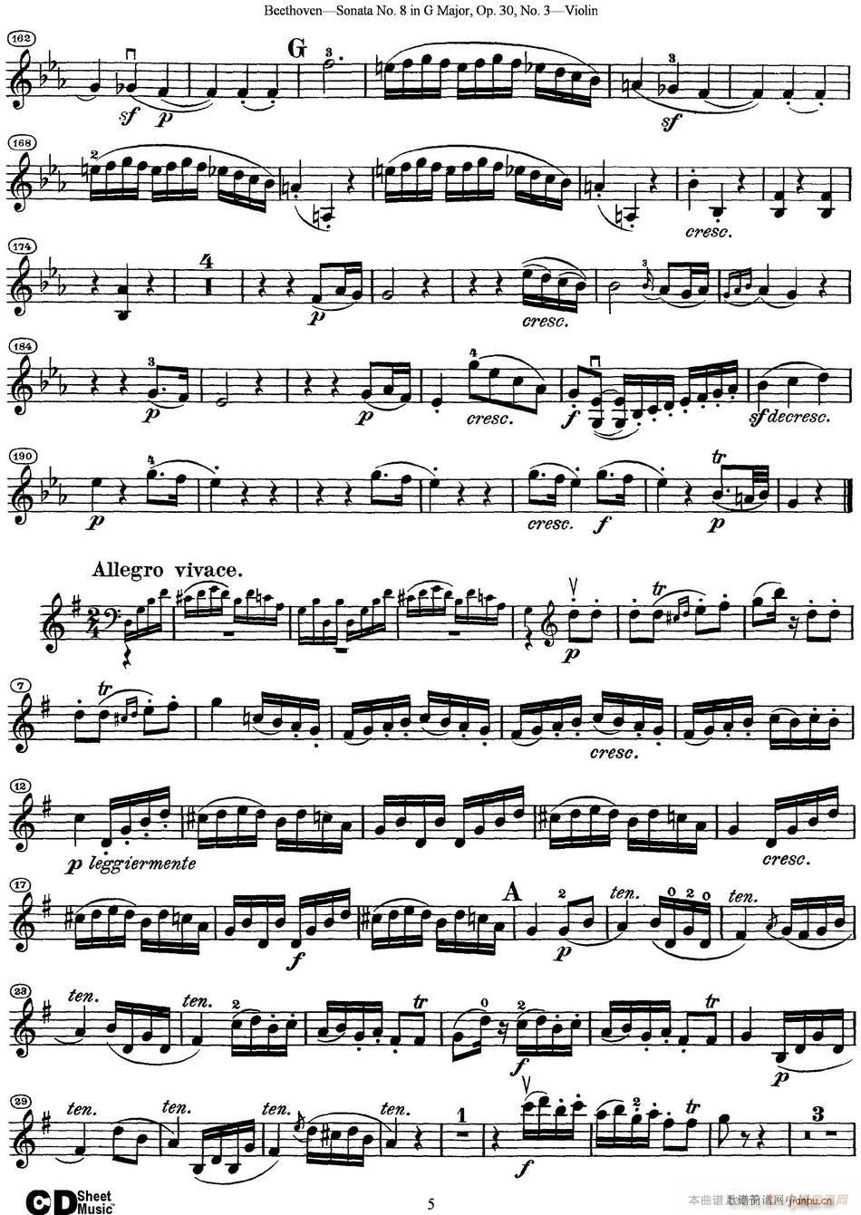 Violin Sonata No 8 in G Major Op 30 No 3(СV)5