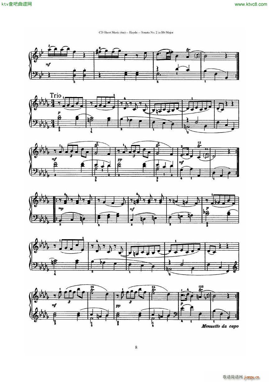 Haydn Joseph Sonata no 2 in Bb Major(V)8