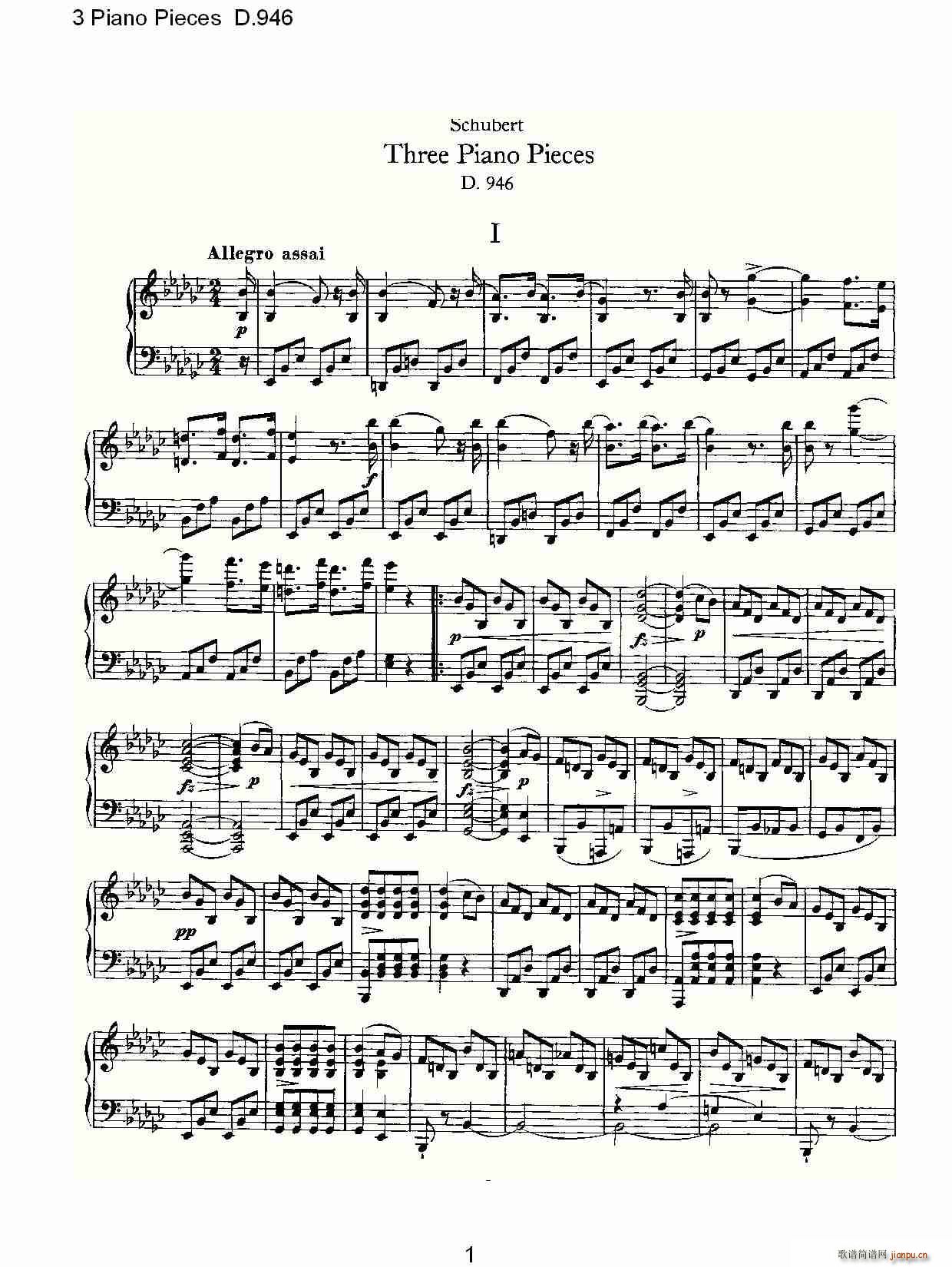 3 Piano Pieces D.946(V)1
