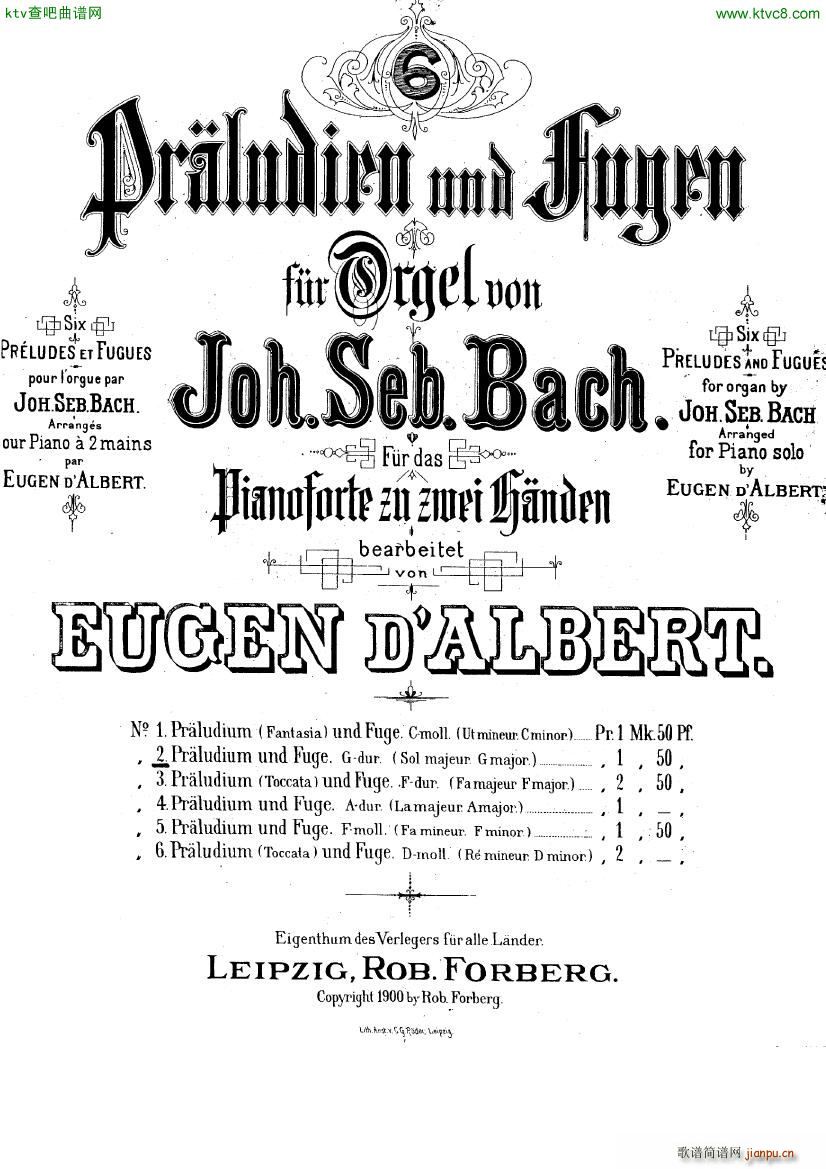 Bach D Albert Prelude and fugue in g major(V)1