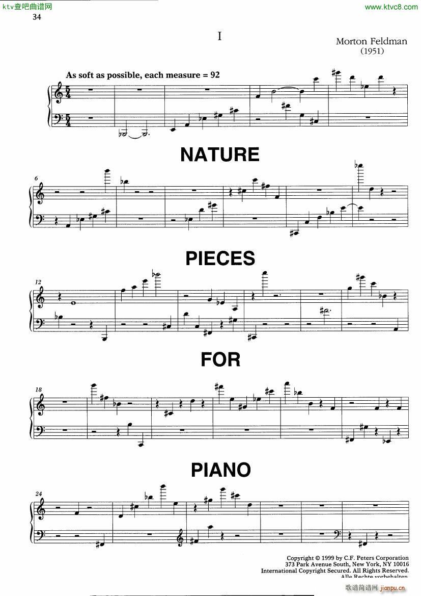 Feldman Nature Pieces for Piano(V)1
