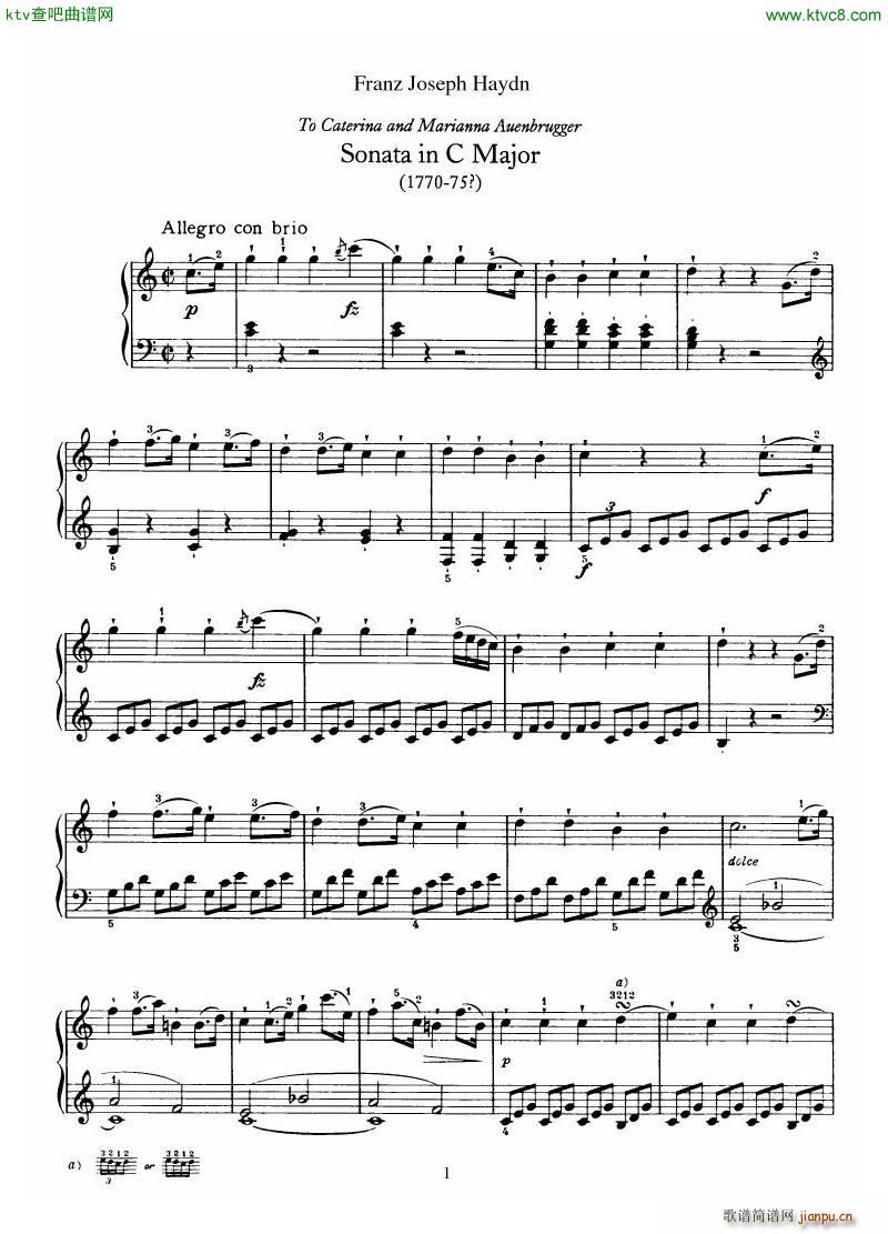 Haydn Piano Sonata No 35 In C(V)1