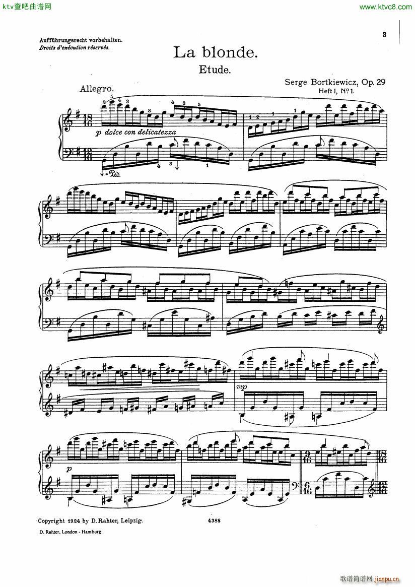 Bortkiewicz Op29 12 Etudes Nouvelles Book 1(V)1