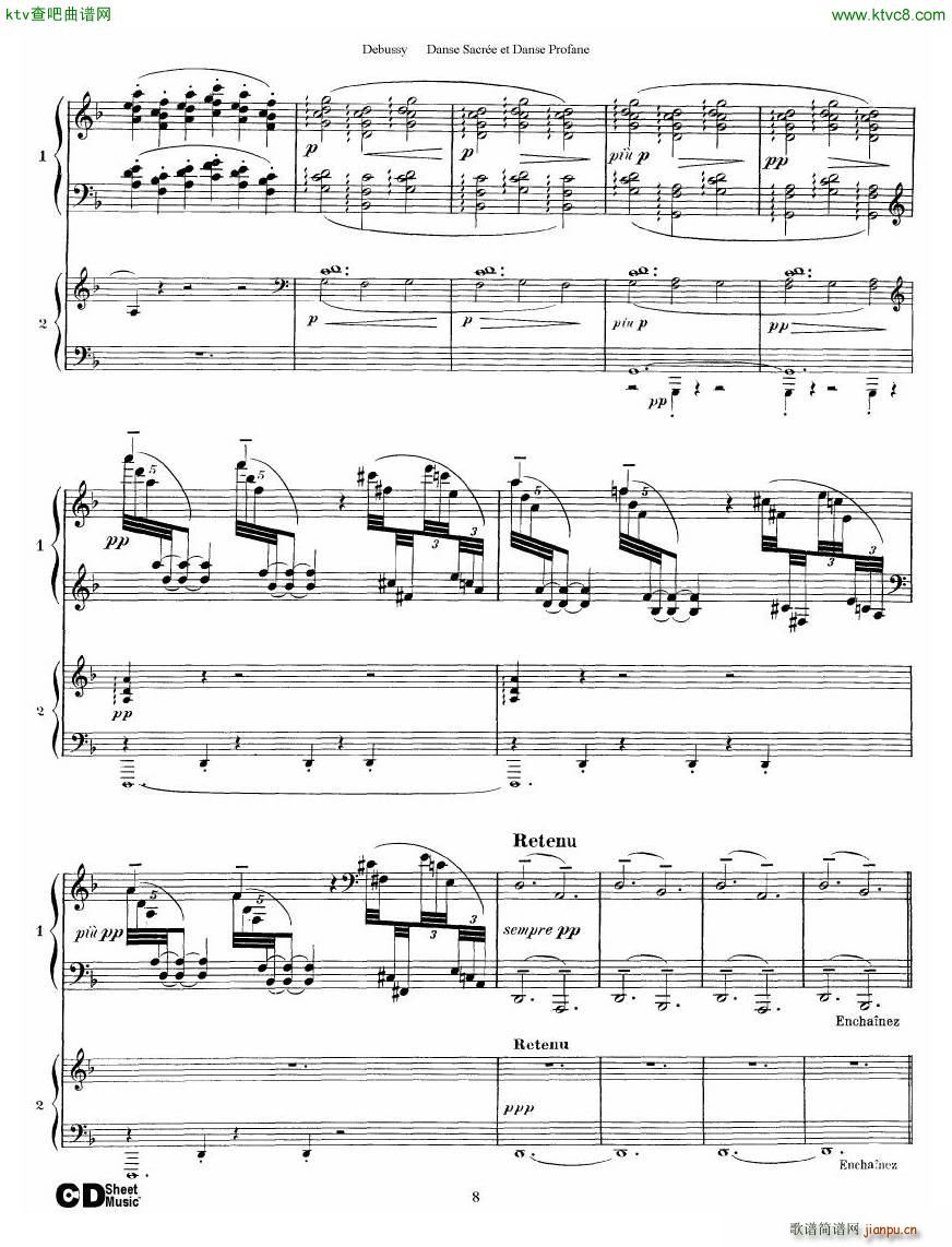 Debussy Danse Sacre et Danse Profane 2 Piano s(V)8