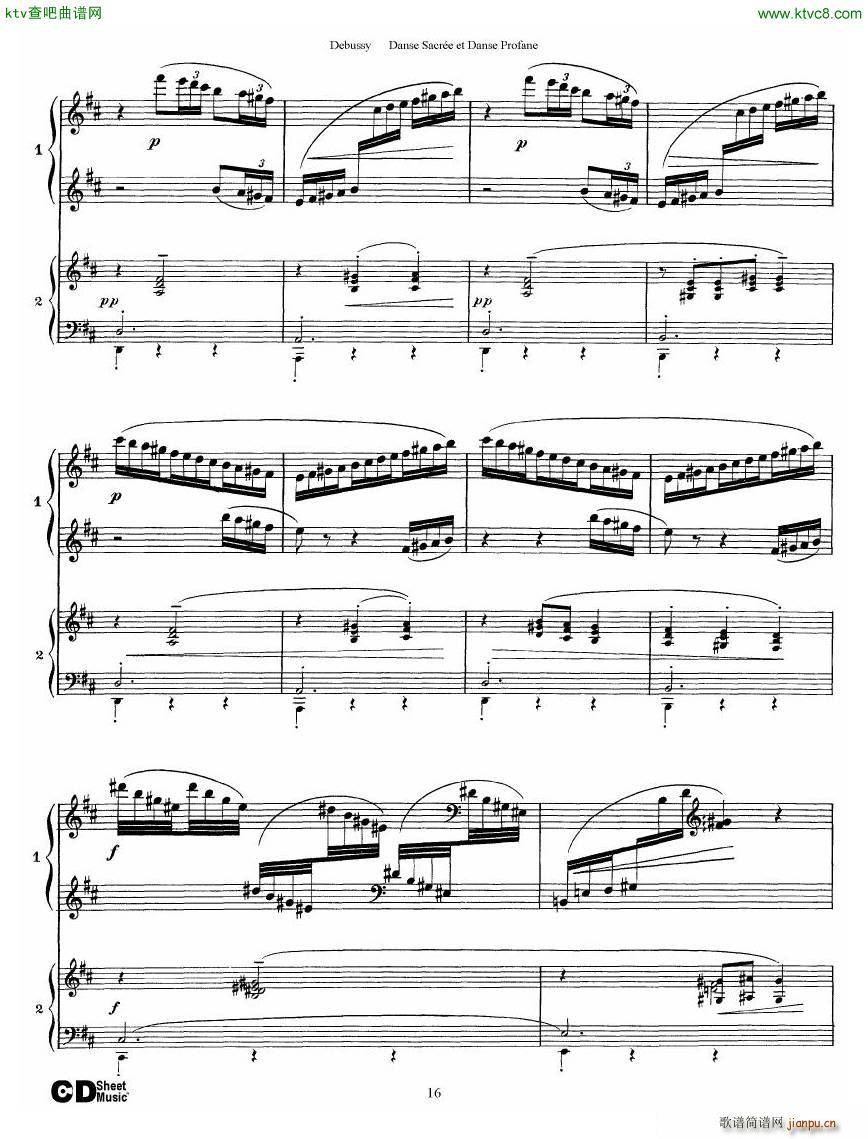 Debussy Danse Sacre et Danse Profane 2 Piano s(V)16
