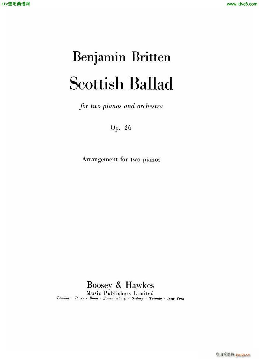 Britten Scottish Ballad op 26 arr for 2 pianos(V)1