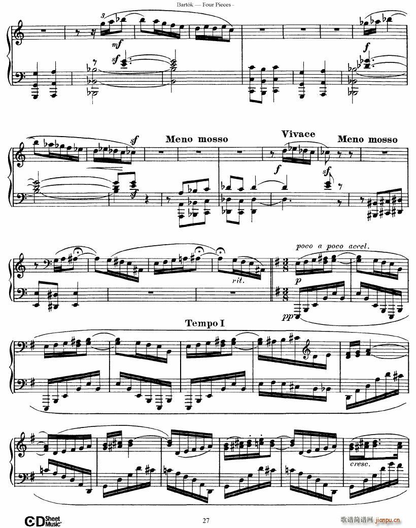 Bartok DD 71 Four Piano Pieces(V)27