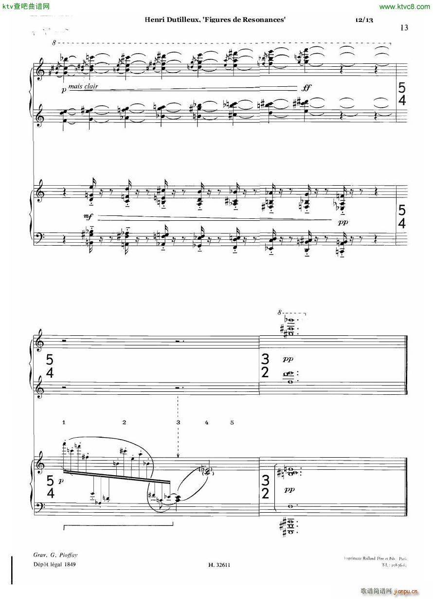 Dutilleux Figures de Rsonances for Two Pianos(V)12