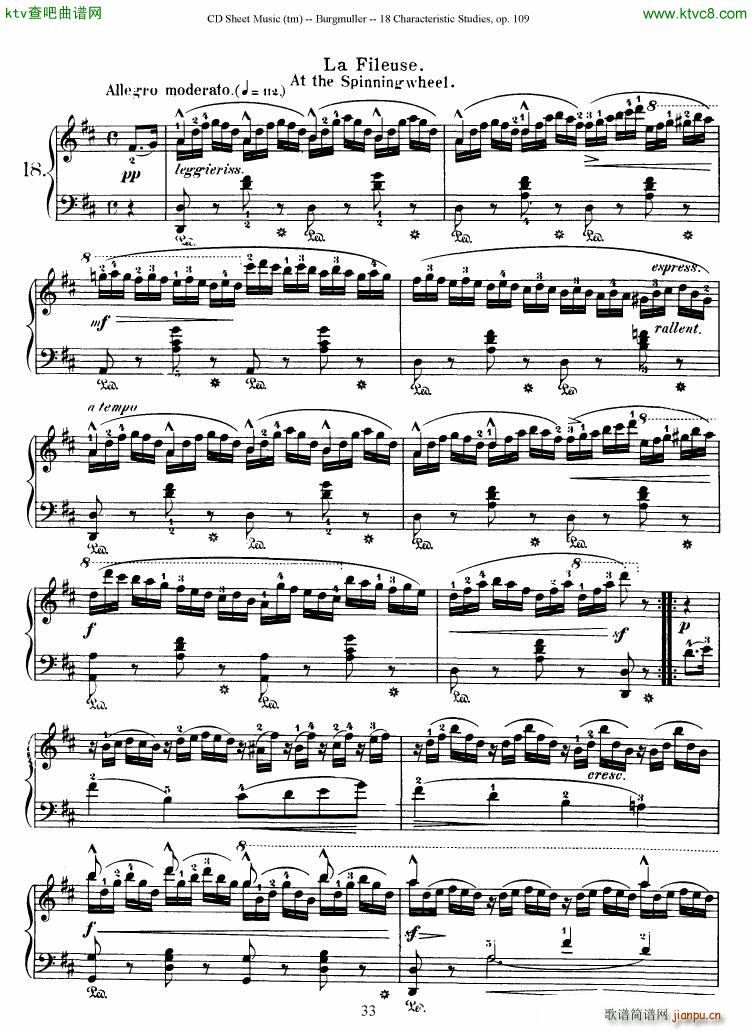 Burgmuller 18 characteristic studies op109(V)33