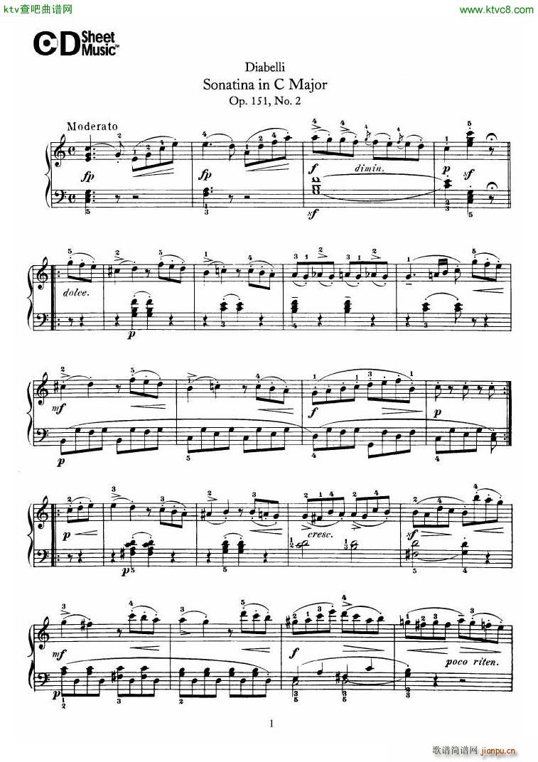 Diabelli Sonatinas Op 151 No 1 4 23P(V)6