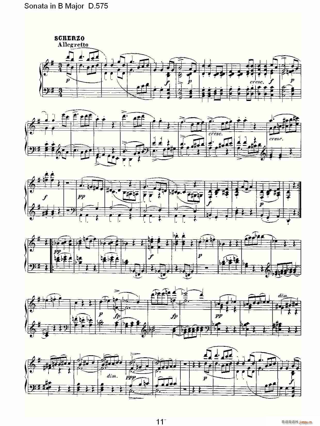 Sonata in B Major D.575(ʮּ)11