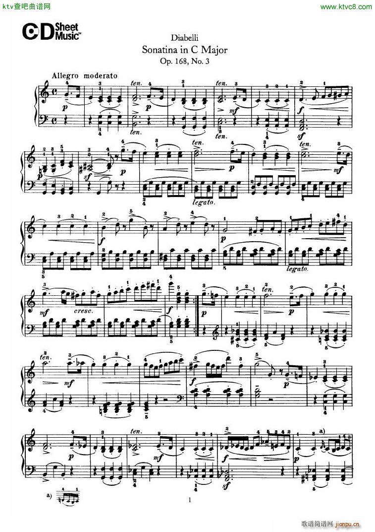 Diabelli Sonatinas Op 168 No 1 7 34P(V)9