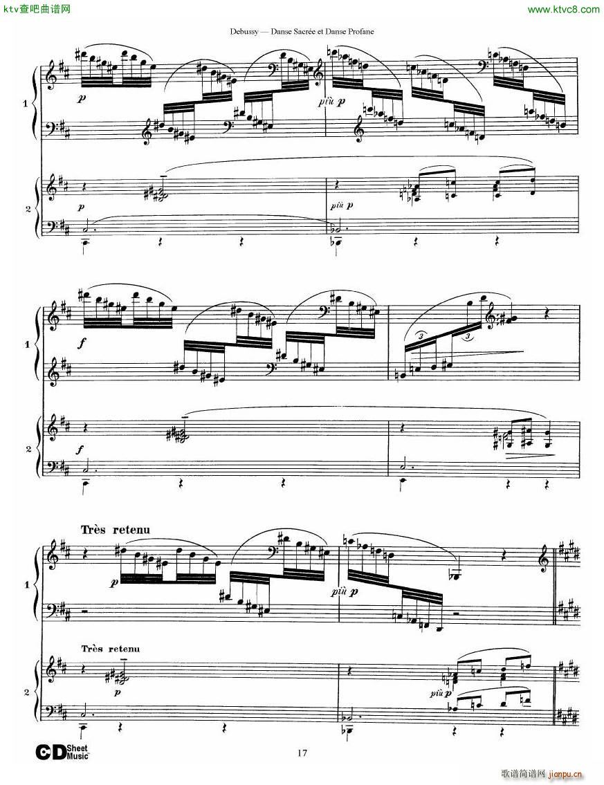 Debussy Danse Sacre et Danse Profane 2 Piano s(V)17