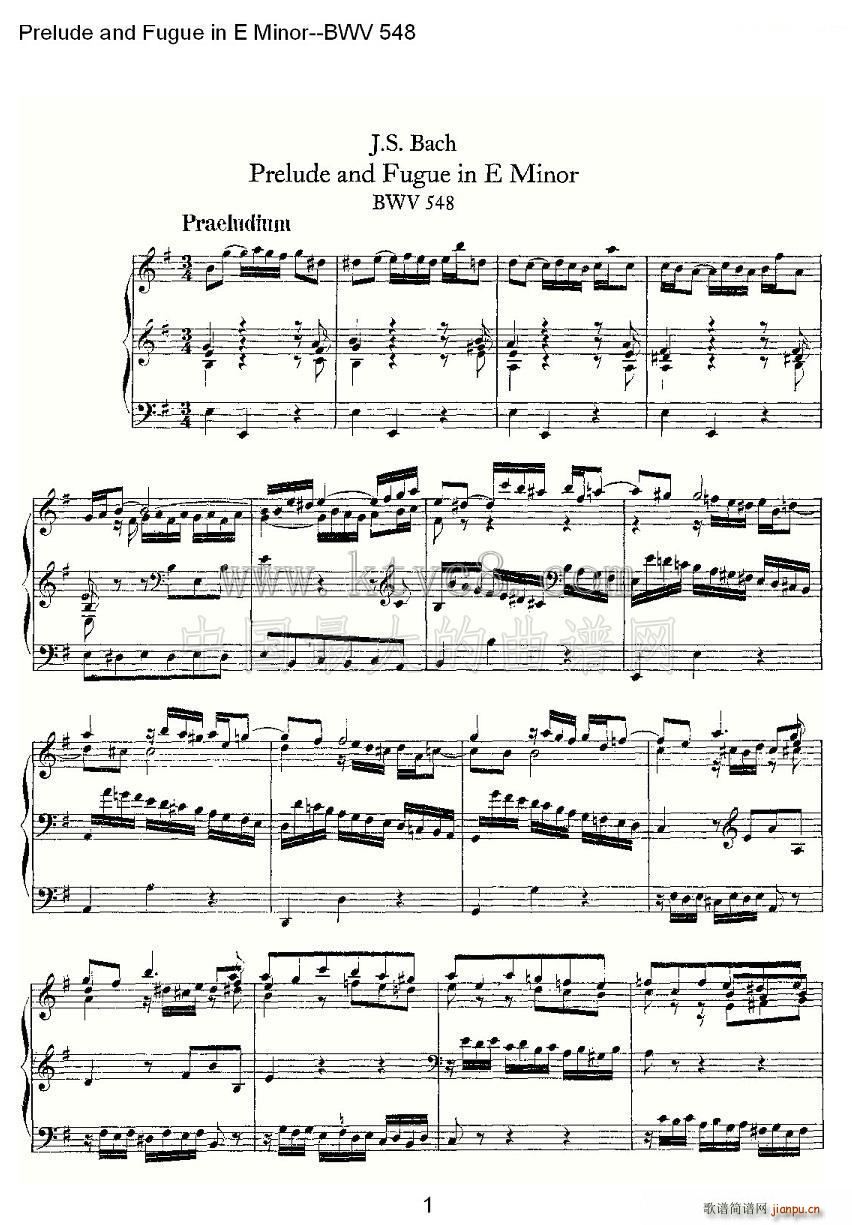 Prelude and Fugue in E Minor BWV 548 L(fng)V(ʮּ)1