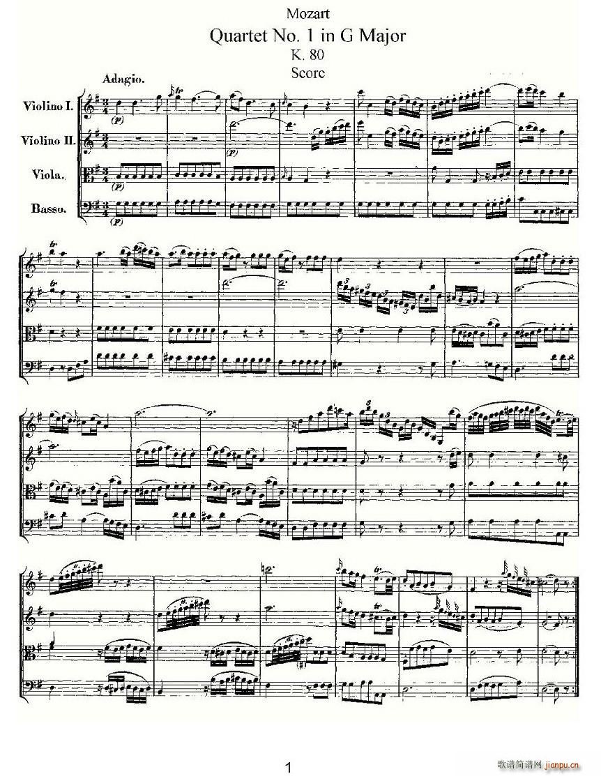 Quartet No 1 in G Major K 80 G{(dio)һҘ(l)(V)1