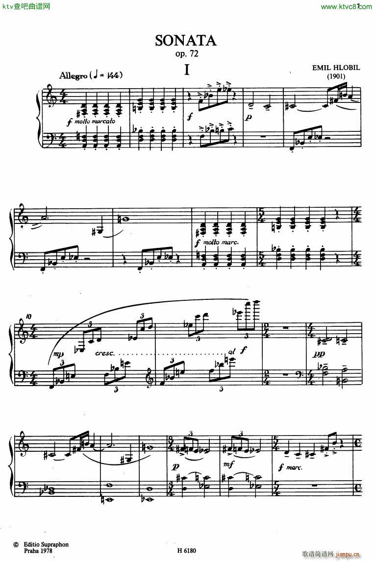 Hlobil piano sonata op 72(V)1