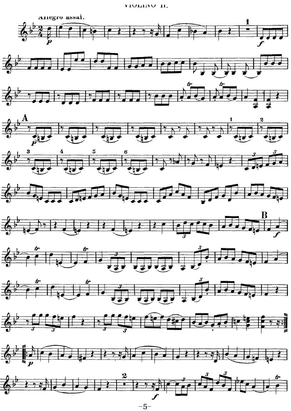 Mozart Quartet No 12 in Bb Major K 172 Violin 2(ʮּ)5