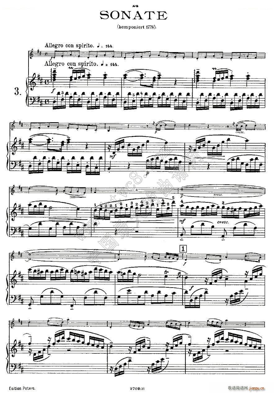 Mozart Violin Sonata No 3 KV 306 СQ(СV)3