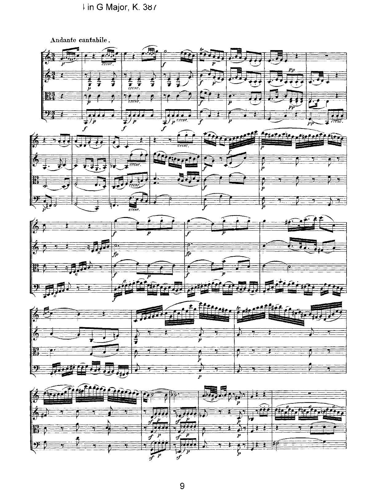 Mozart Quartet No 14 in G Major K 387(V)9