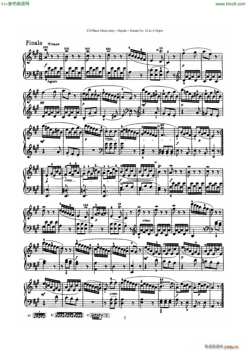 Haydn Joseph Sonata no 12 in A Major(V)5