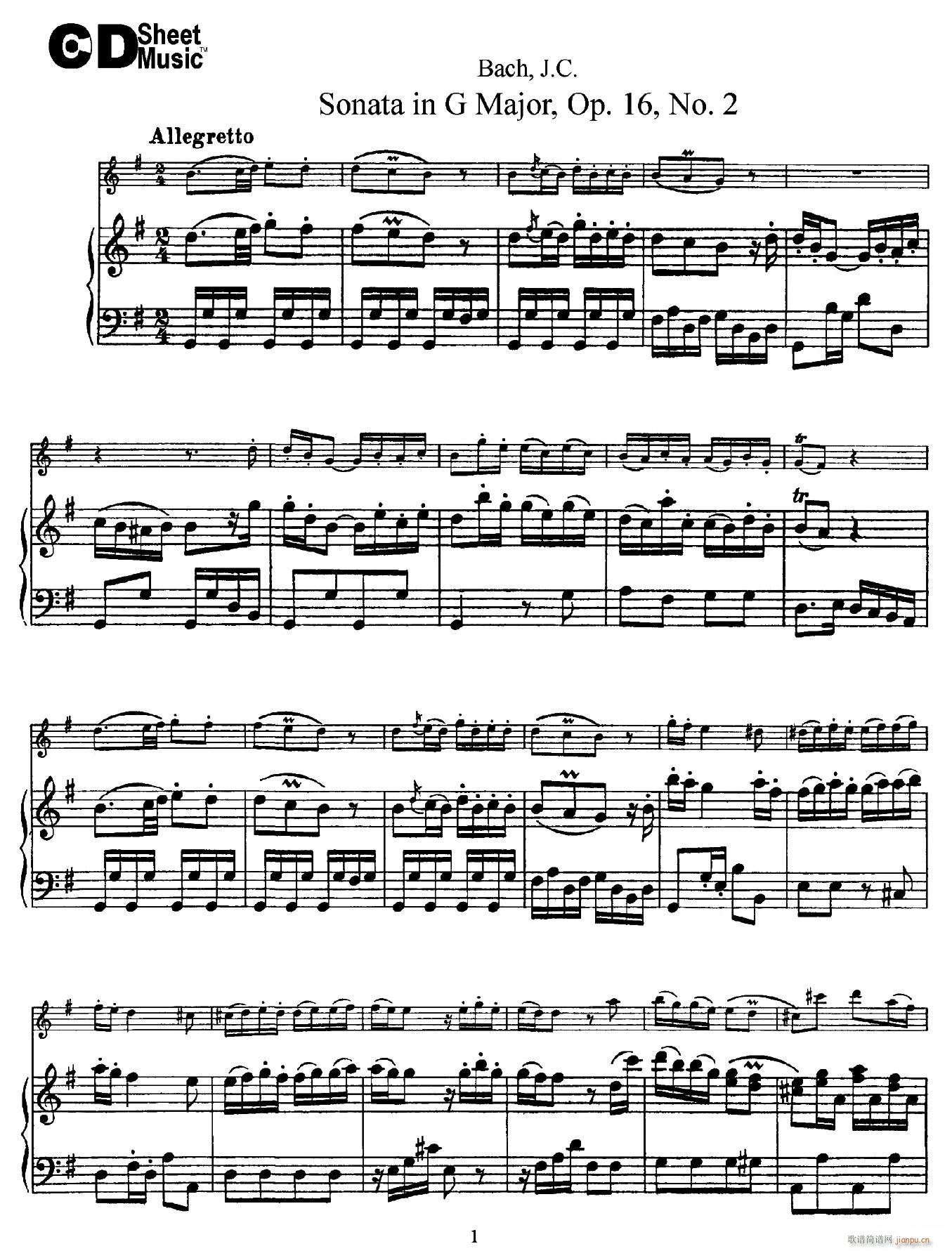 Sonata in D Major Op 16 No 2 ٰ(V)1