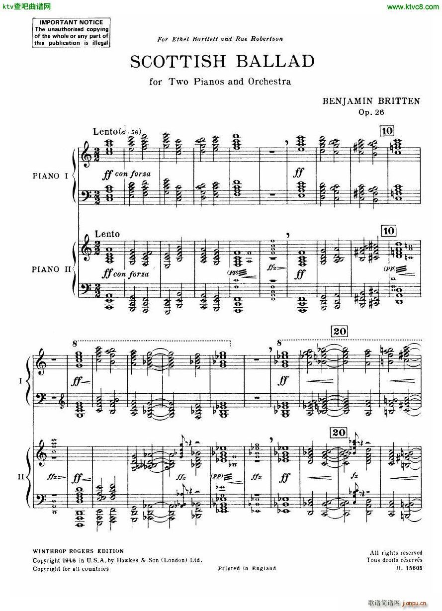 Britten Scottish Ballad op 26 arr for 2 pianos(V)3