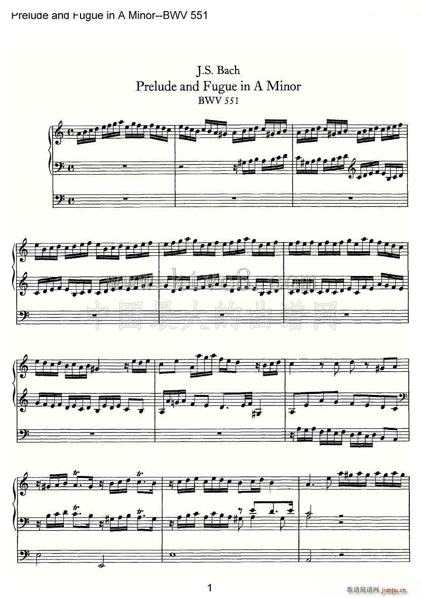 Prelude and Fugue in A Minor BWV 551 L(fng)V(ʮּ)1