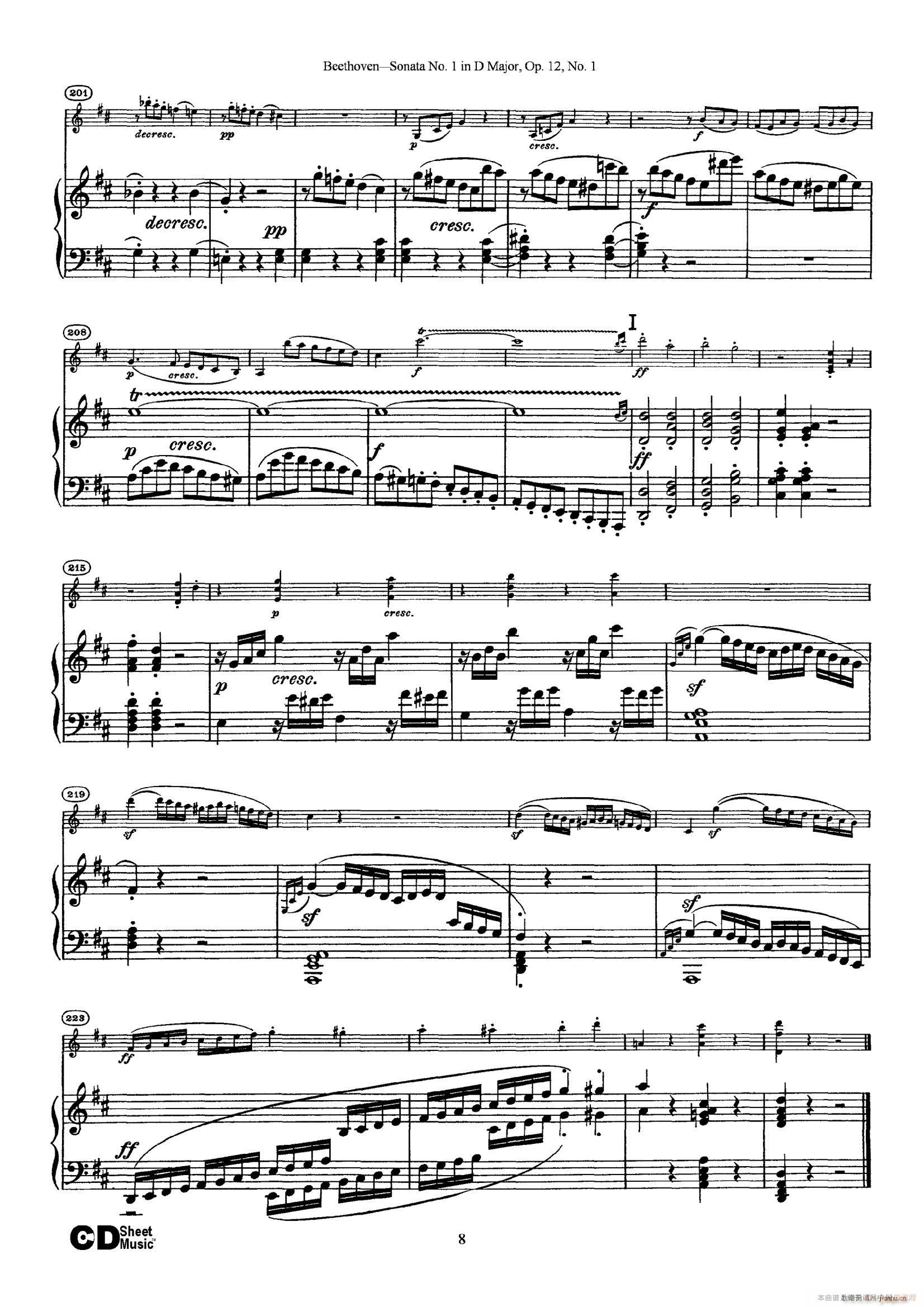 D{(dio)һСQ Sonata No 1 in D Major Op 12 No 1 ٰ(V)8
