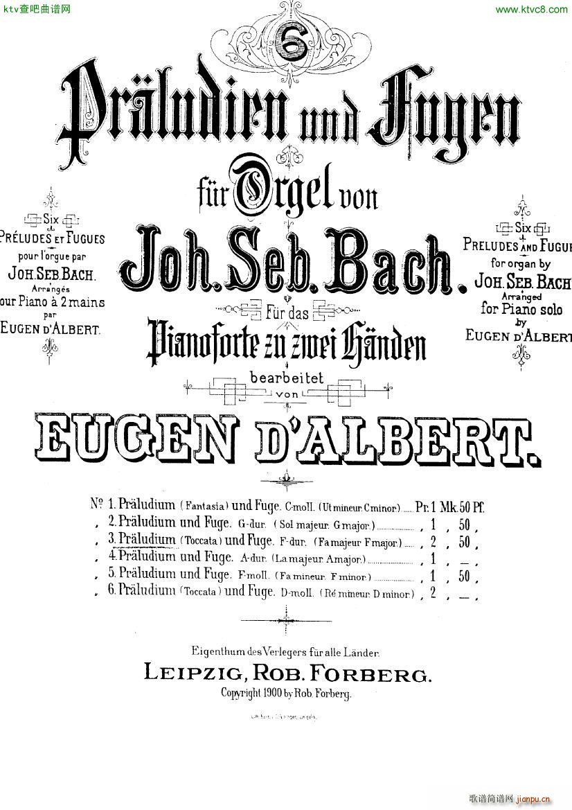 Bach D Albert Prelude Toccata and fugue in f major(V)1