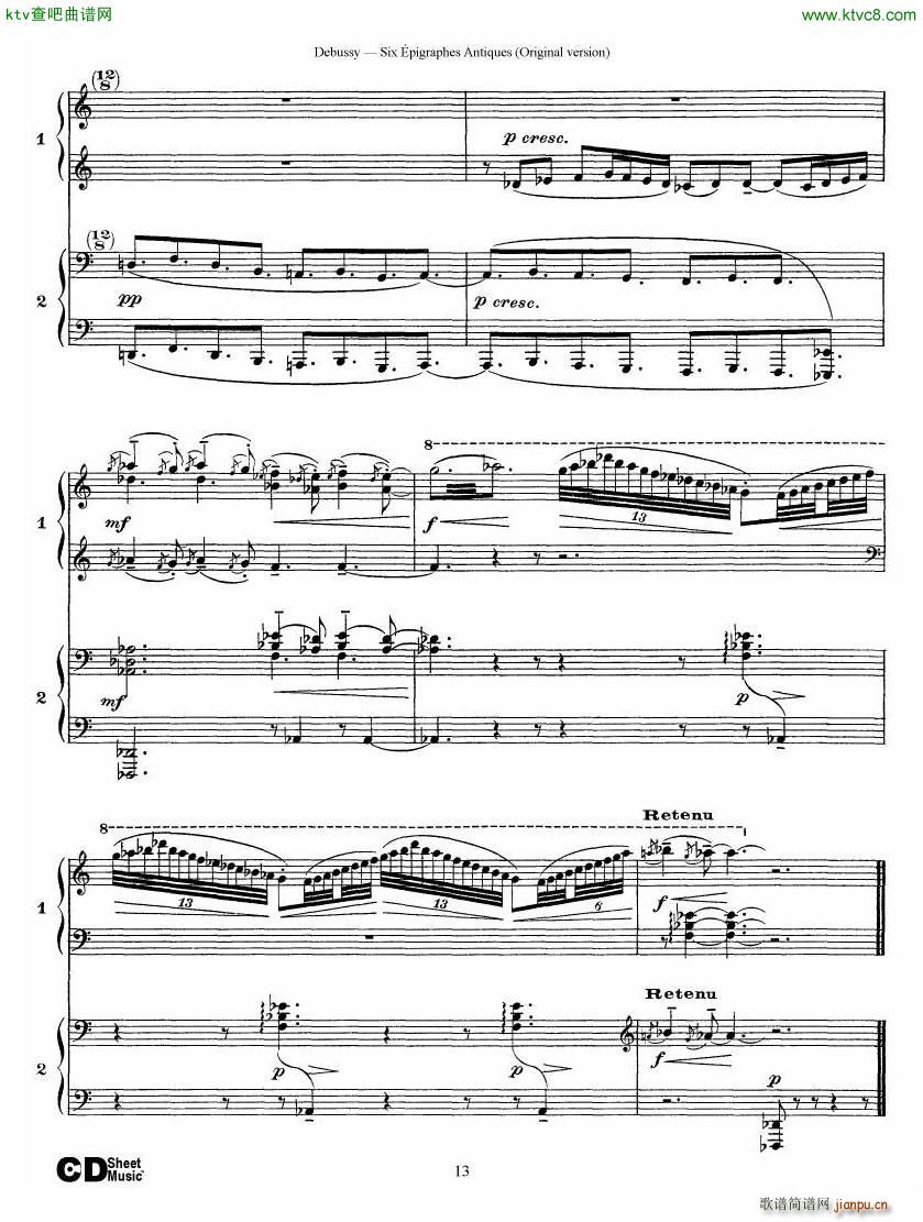Debussy Six pigraphes Antiques 2 Piano s(V)13