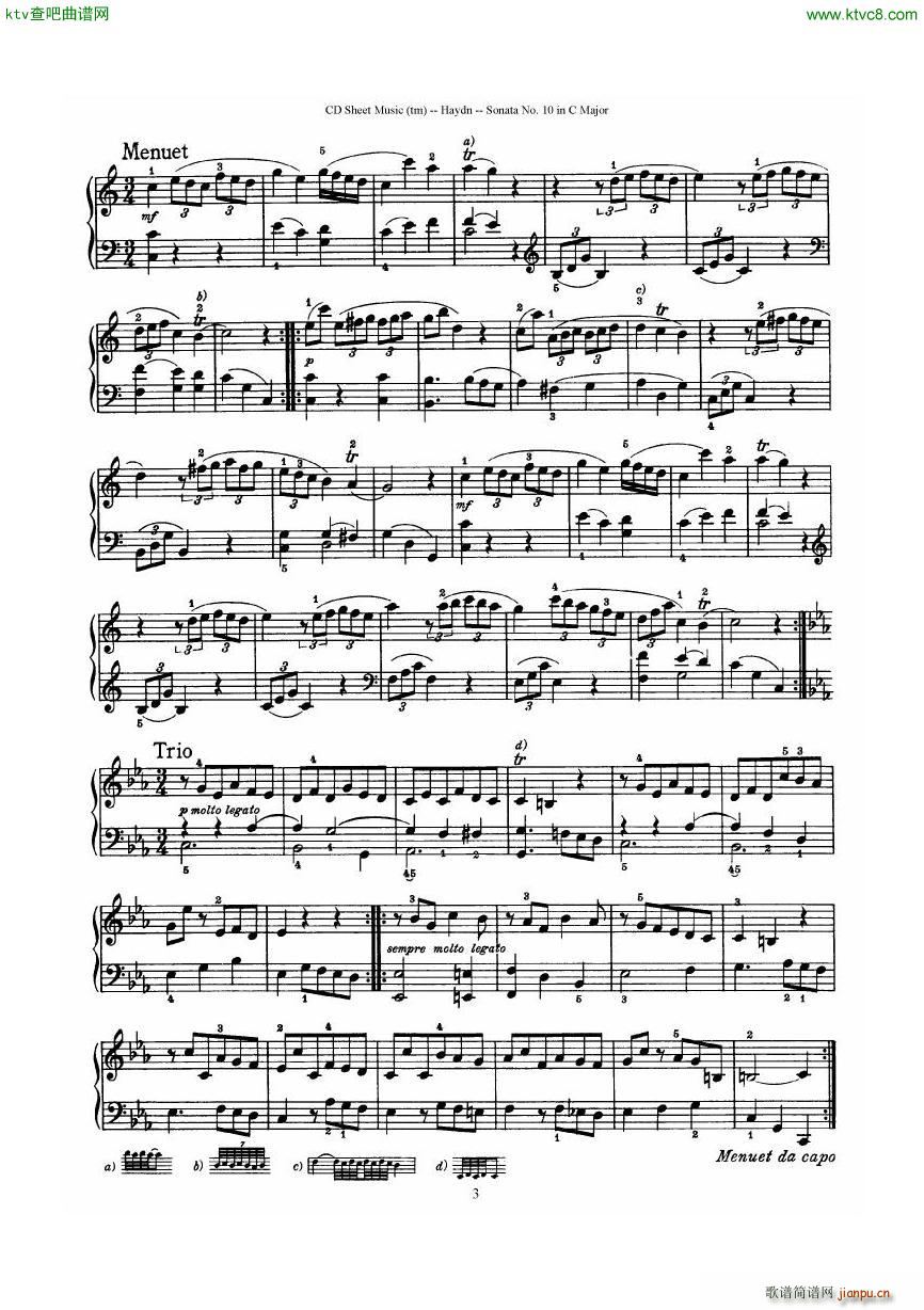 Haydn Joseph Sonata no 10 in C Major(V)3