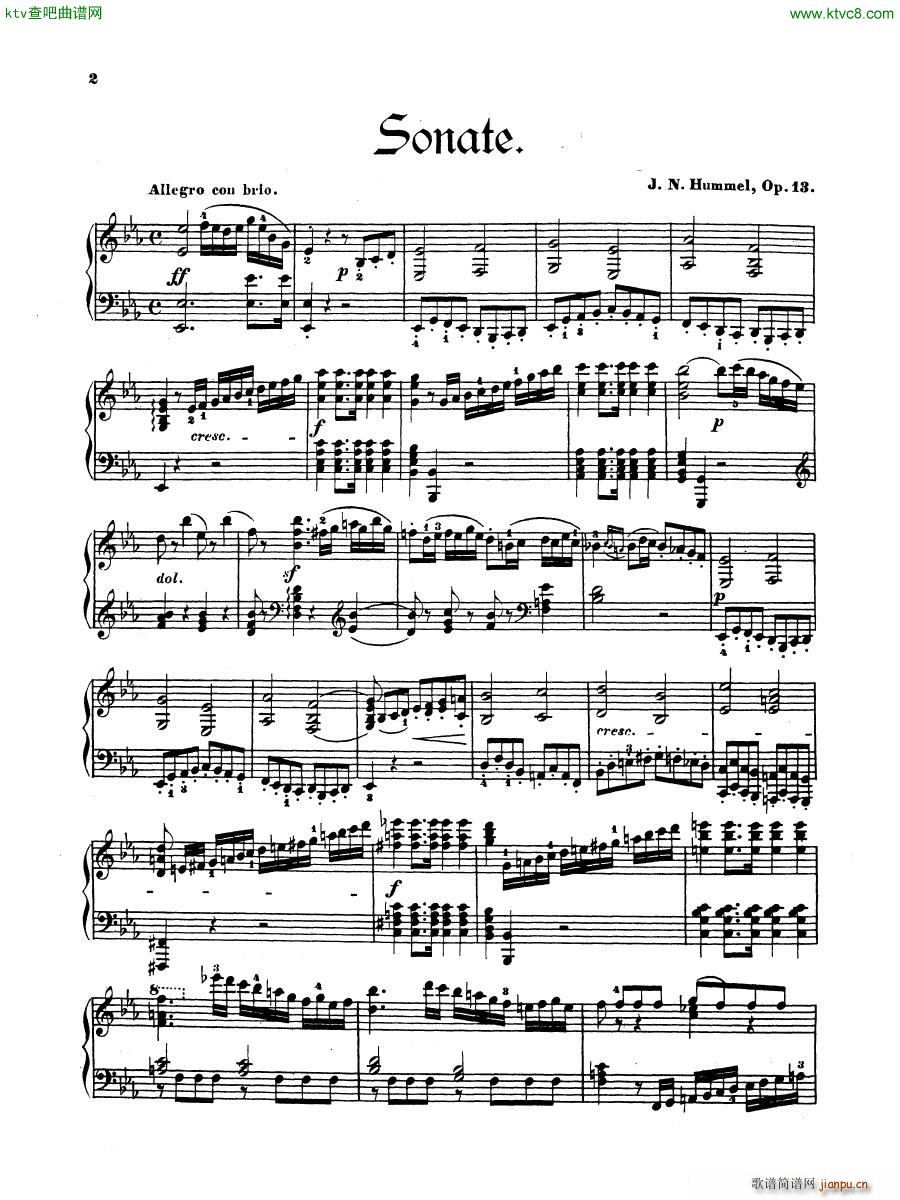 Hummel Sonata No 2 Op 13(V)1