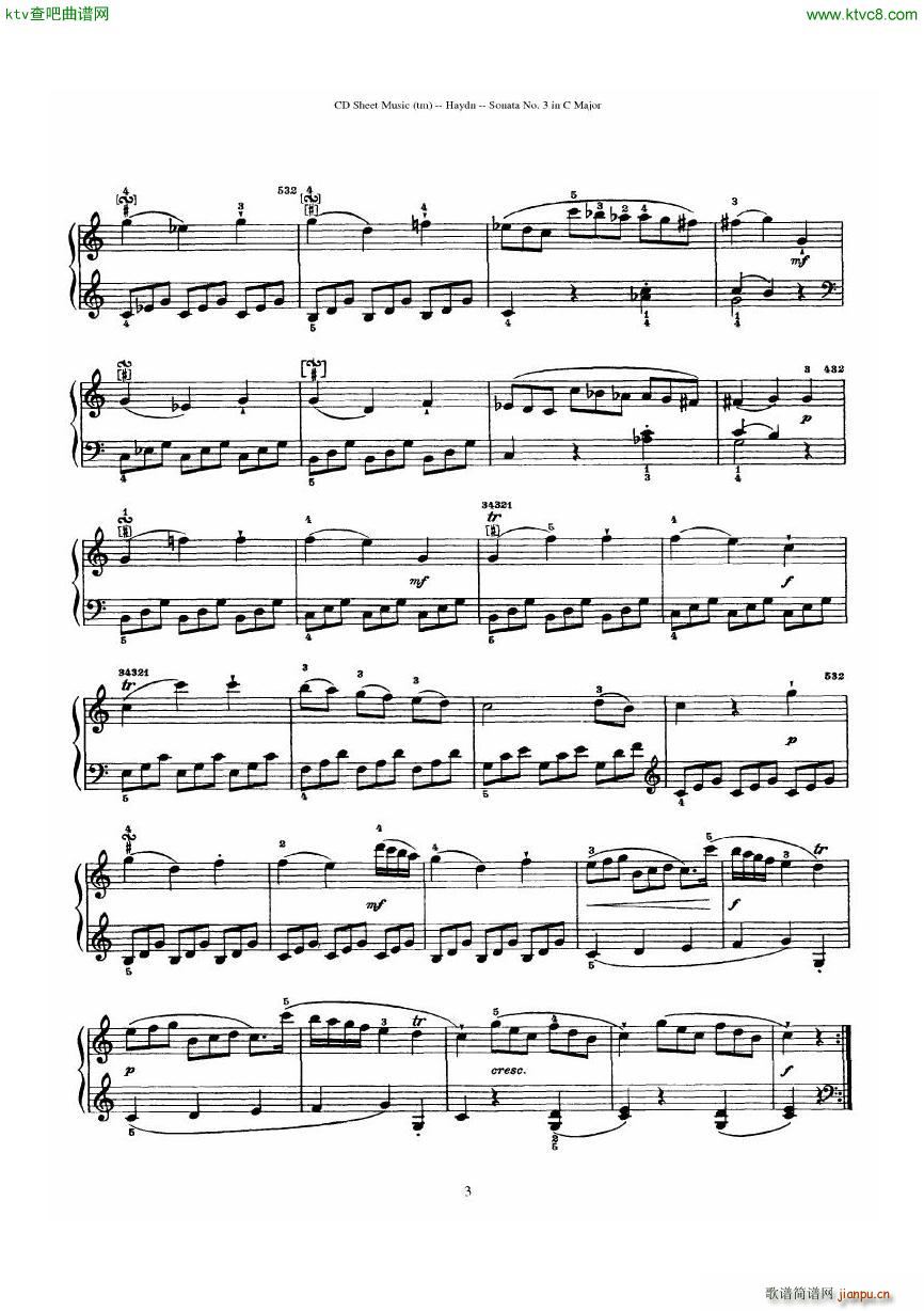 Haydn Joseph Sonata no 3 in C Major(V)3