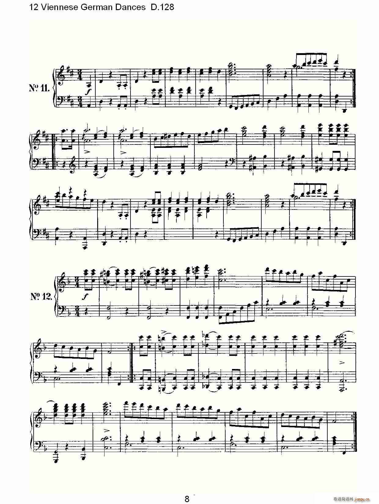 12 Viennese German Dances D.128(ʮּ)8