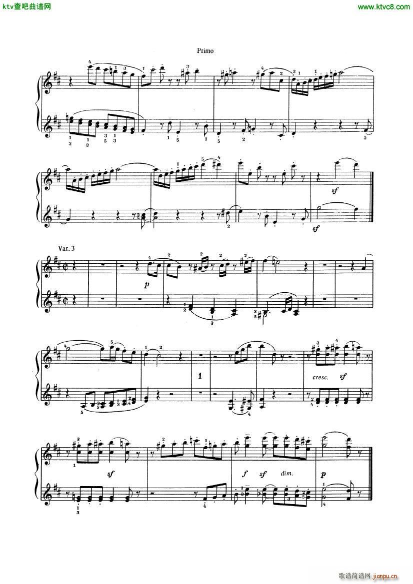 Beethoven op 74 Six Variations 4 hands(V)6