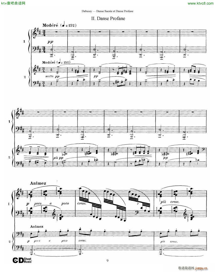 Debussy Danse Sacre et Danse Profane 2 Piano s(V)9