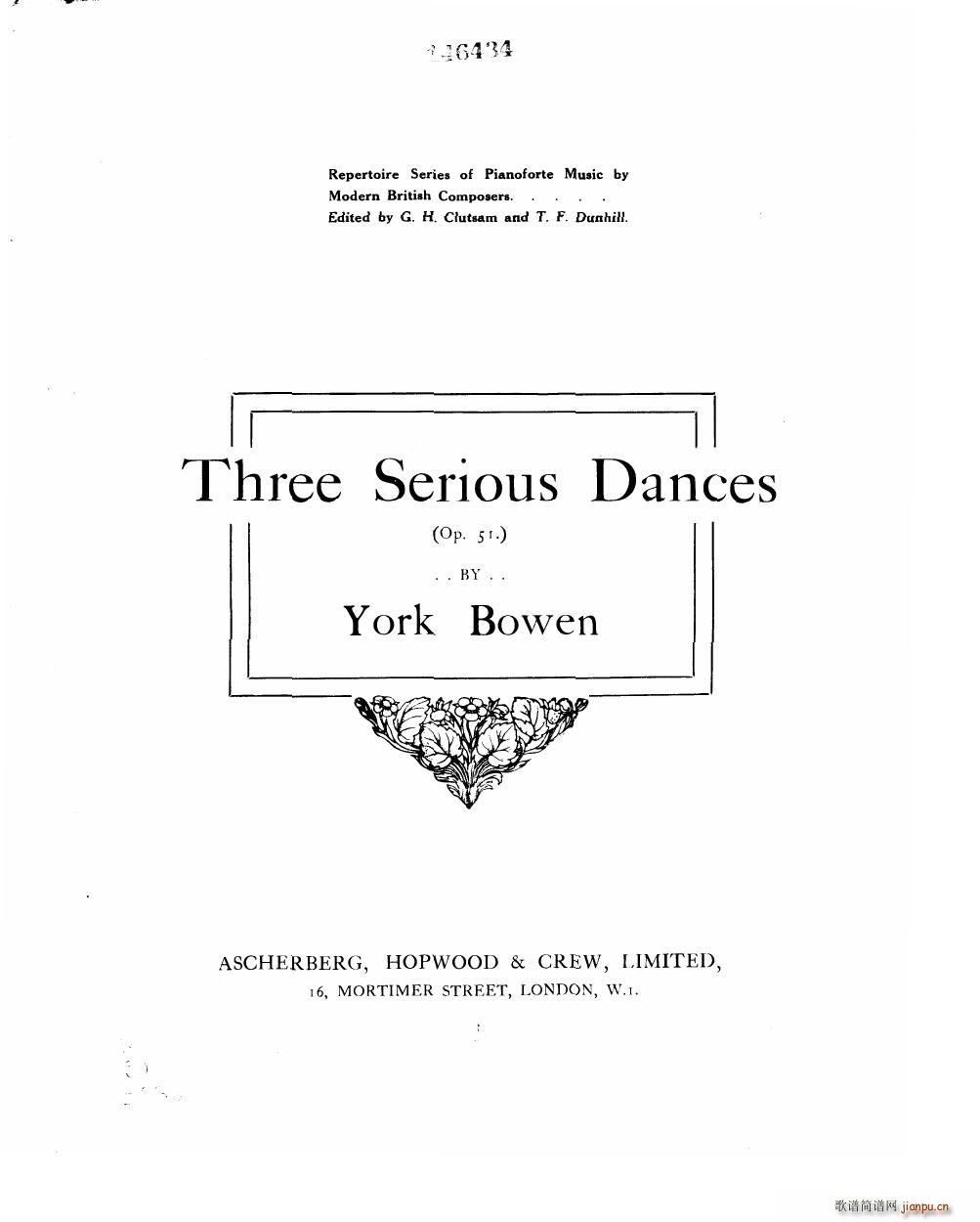 Bowen Serious Dances for piano Op 51(V)1
