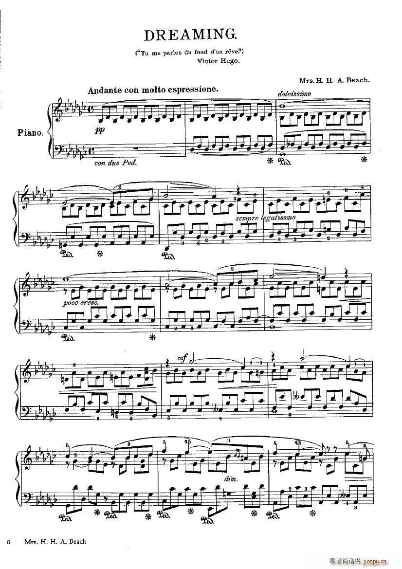 Beach Op 15 No 3 Dreaming 1892(V)1