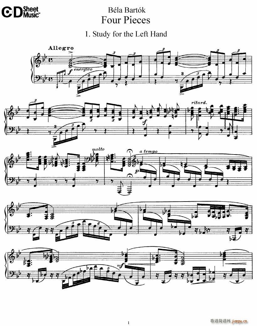 Bartok DD 71 Four Piano Pieces(V)1