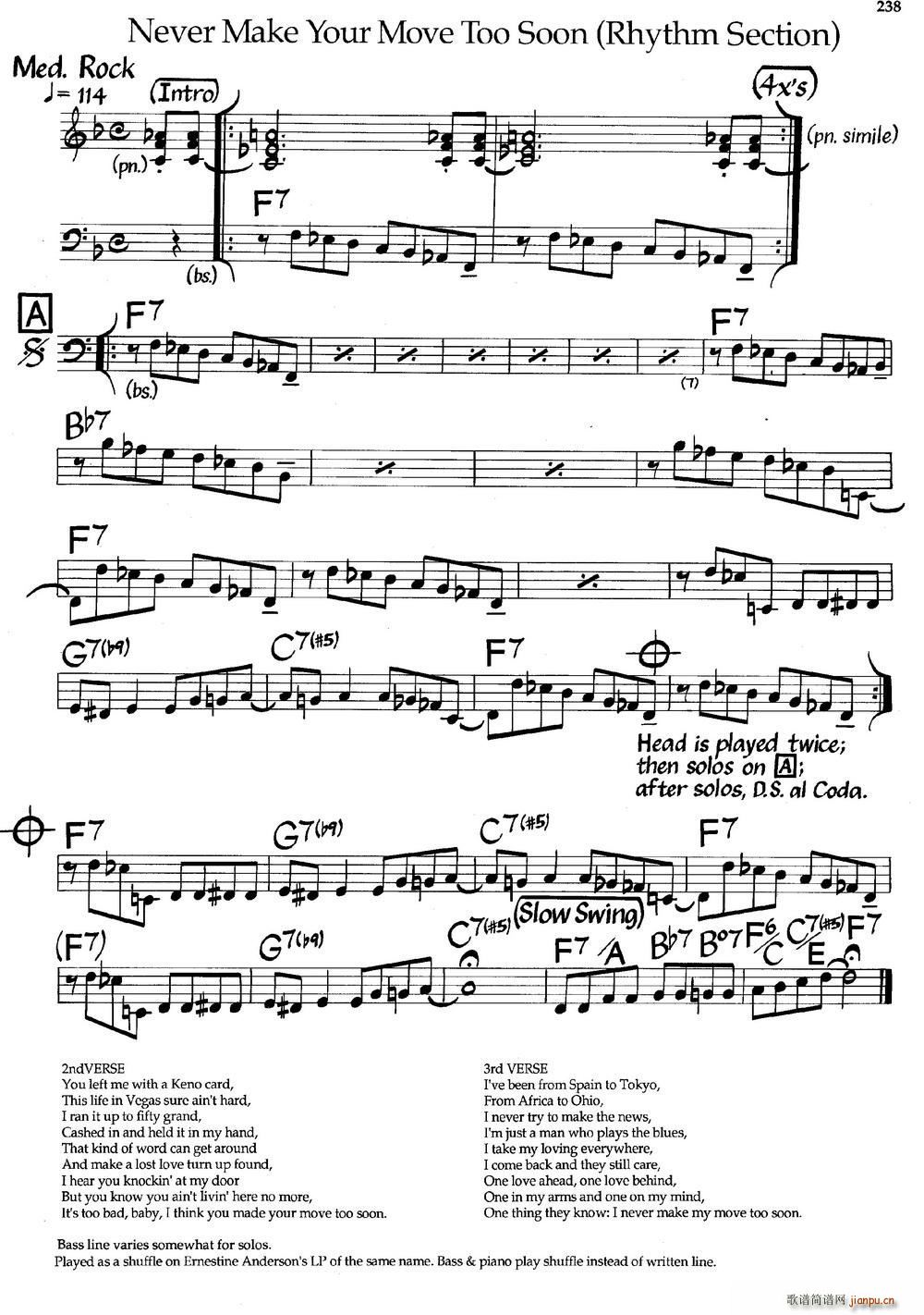 Never Make Your Move Too Soon Rhythm Section ʿ(V)1