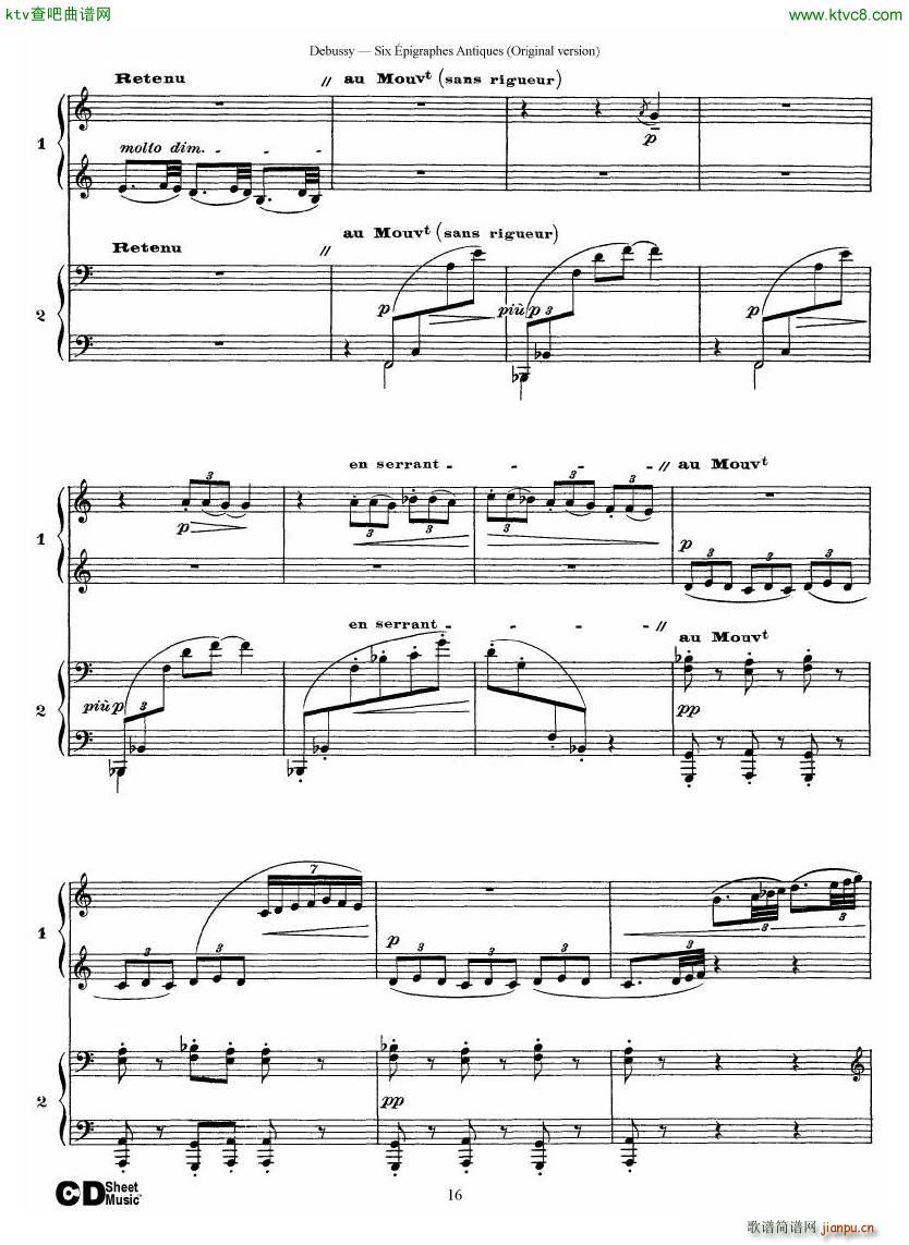 Debussy Six pigraphes Antiques 2 Piano s(V)16
