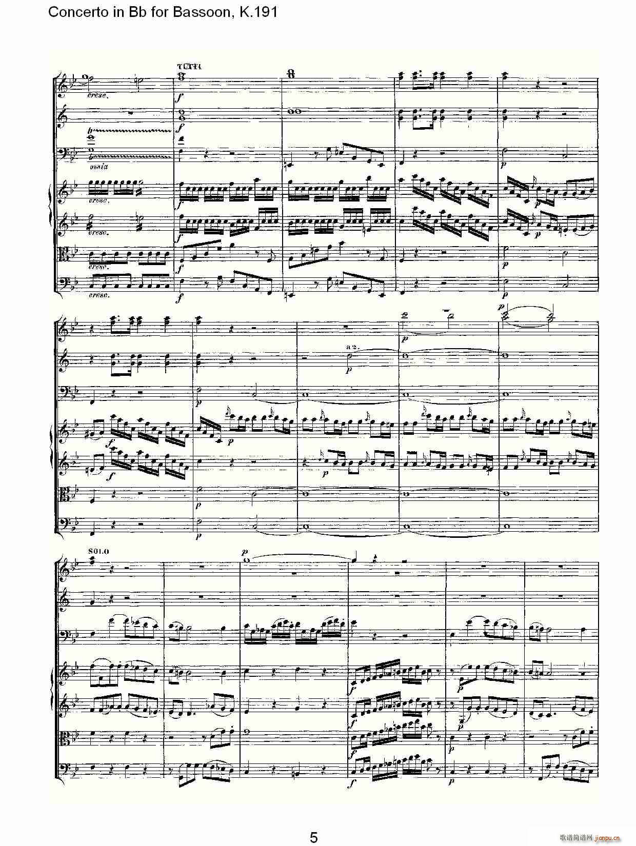 Concerto in Bb for Bassoon, K.191(ʮּ)5