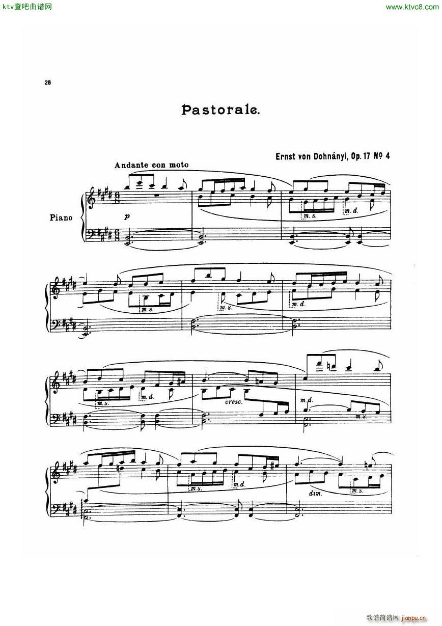 Dohnanyi 17 4 5 Humoresken Pastorale(V)1