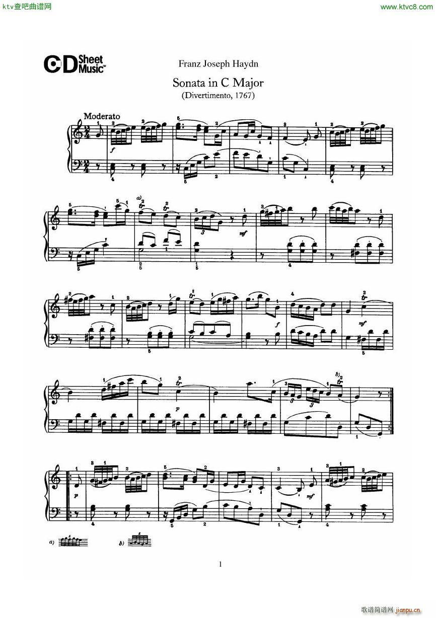 Haydn Joseph Sonata no 10 in C Major(V)1