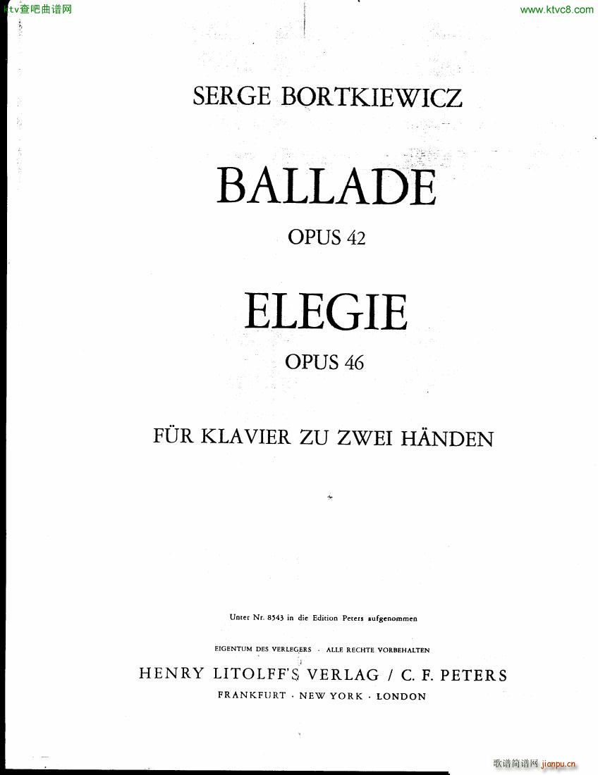 Bortkiewicz Op 42 Ballade and Op 46 Elegie(V)1