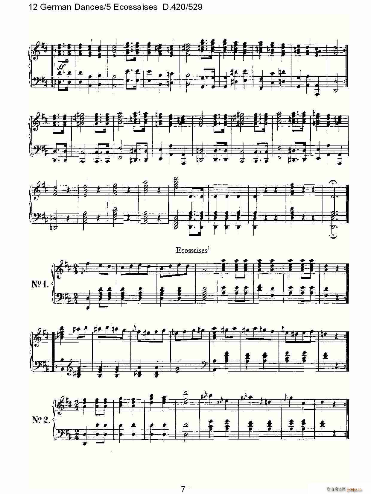 12 German Dances5 Ecossaises D.420529(ʮּ)7